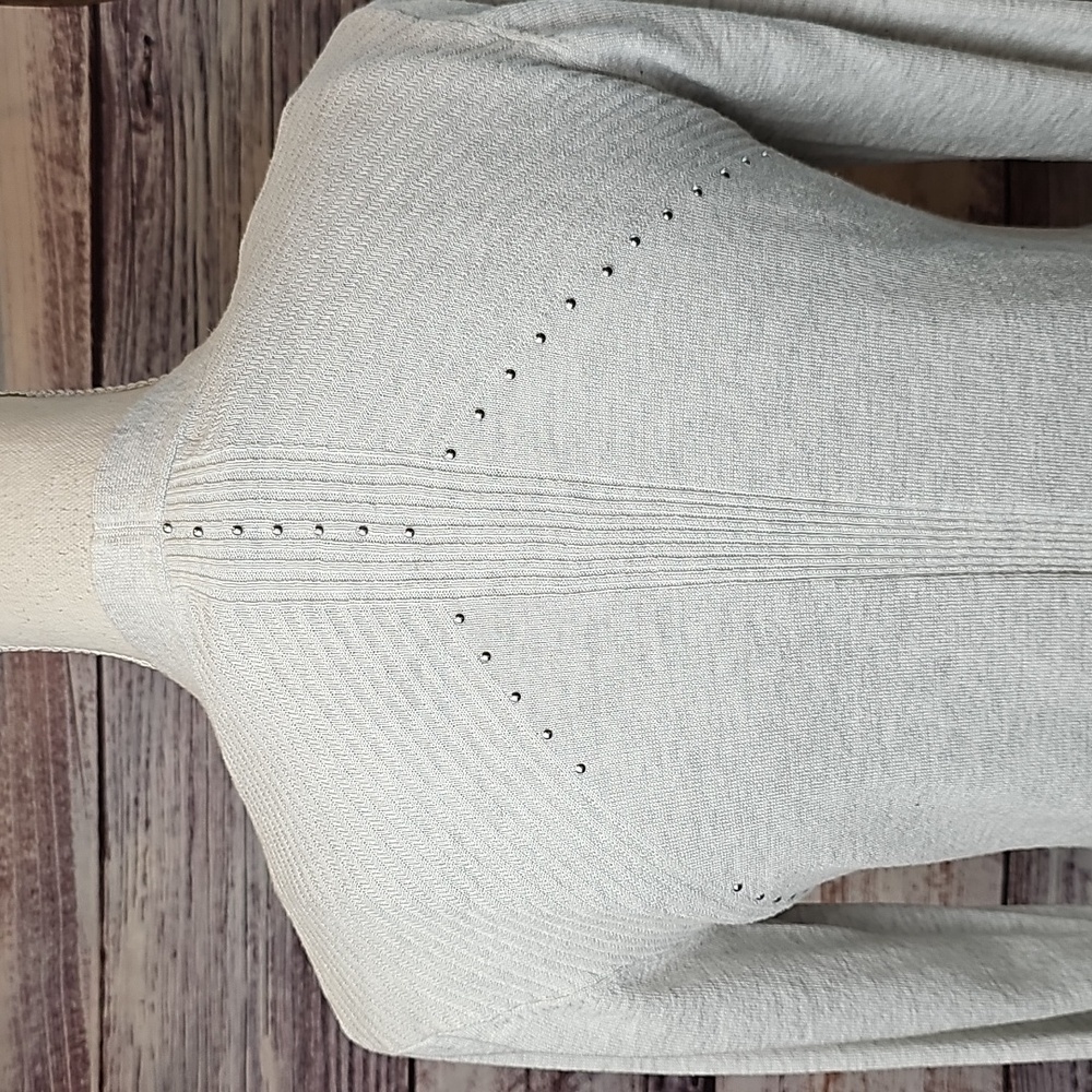 NEW RETROLOGY HEATHER GRAY LONG SLEEVE OPEN FRONT GROMMET CARDIGAN - Picture 7 of 16